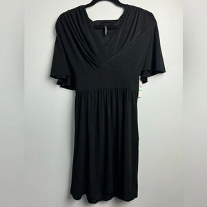 Laundry by Shelli Segal short sleeve black midi dress size 8
